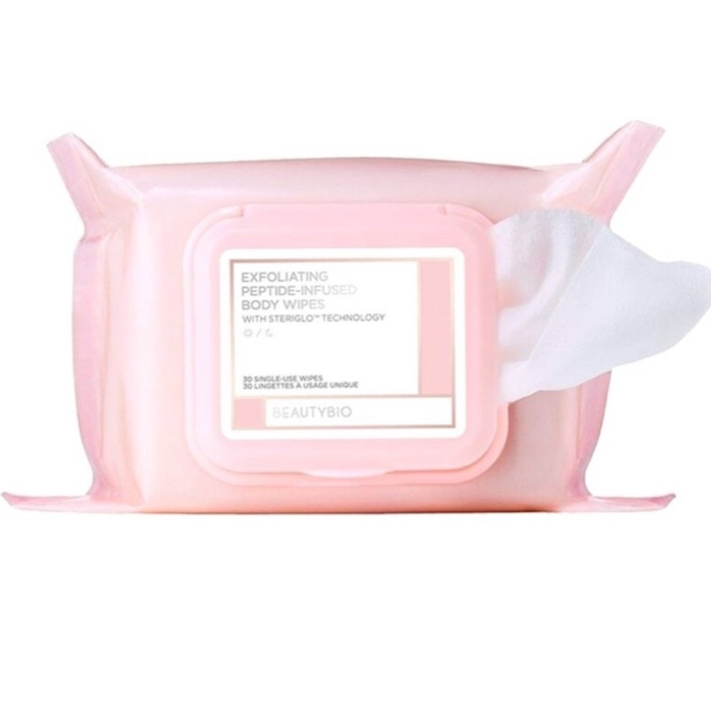 BeautyBio Exfoliating Body Wipes with anti-aging peptides makeup wipes 30 NEW PC
